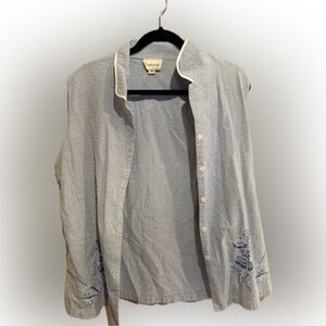 Blue and White Button-Up Shirt